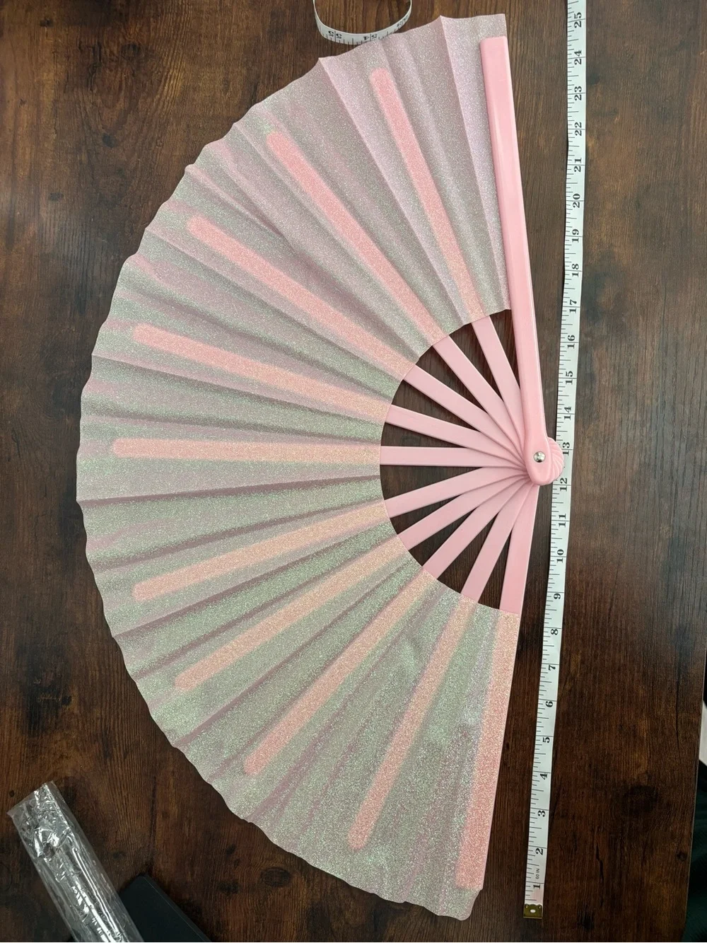 Pink Iridescent Glitter Folding Fan Handheld Folding Hand Fan Costume Party Prop